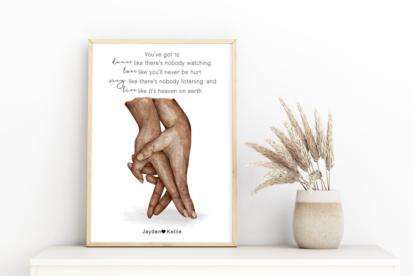 Couples hands portrait, with natural skin tones or black & white in 6 styles | entwined hands, dancing hands A3 | A4 | A5 | Greeting card