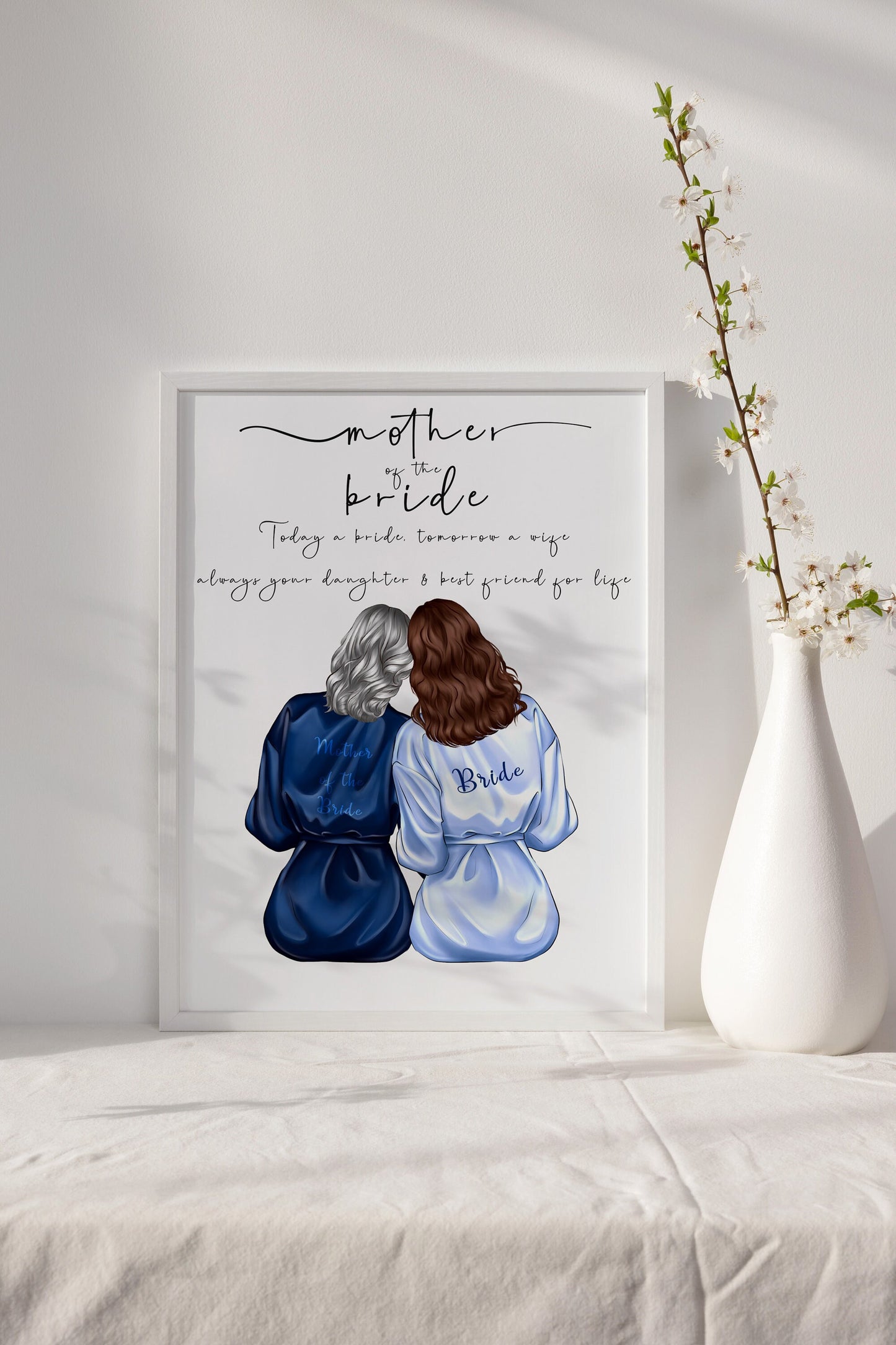 Personalised maid of honour in robes print | Mother of the bride portrait A4 | A5 | Greeting card