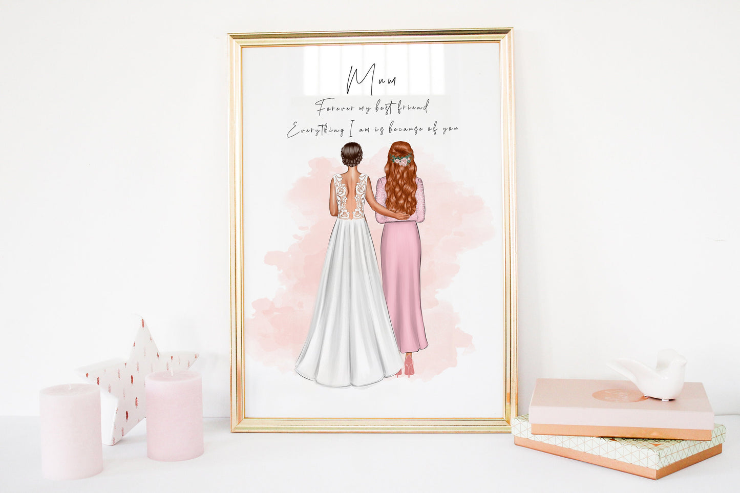 Personalised mother of the bride print | Bride parents portrait | Plus size brides | A4 | A5 | Greeting card