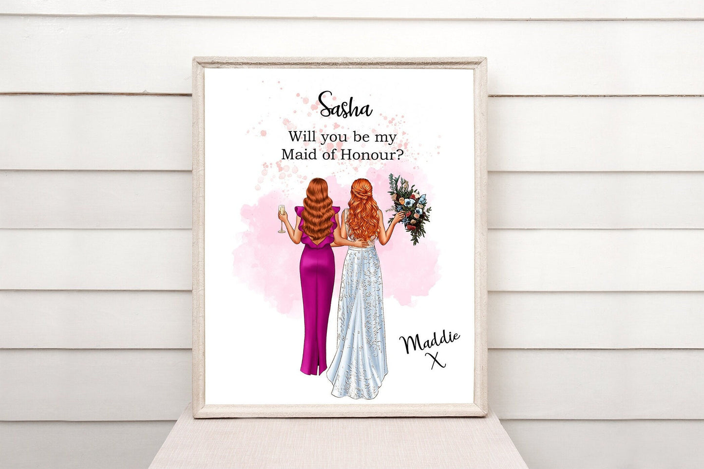 Personalised maid of honour proposal | Bridesmaid thank you gift | A4 | A5 | Greeting card