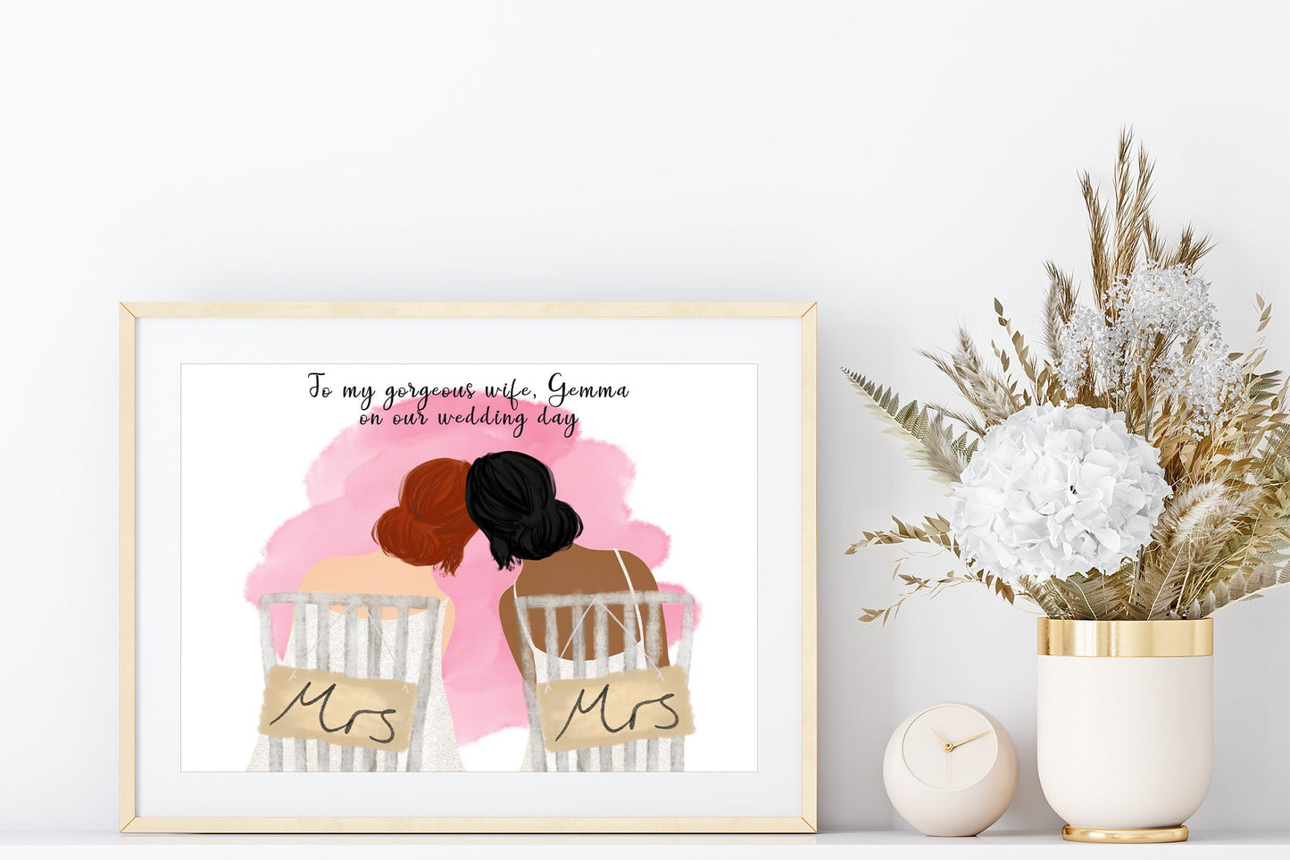 Personalised lesbian couple Mrs & Mrs print | A4 | A5 | Greeting card