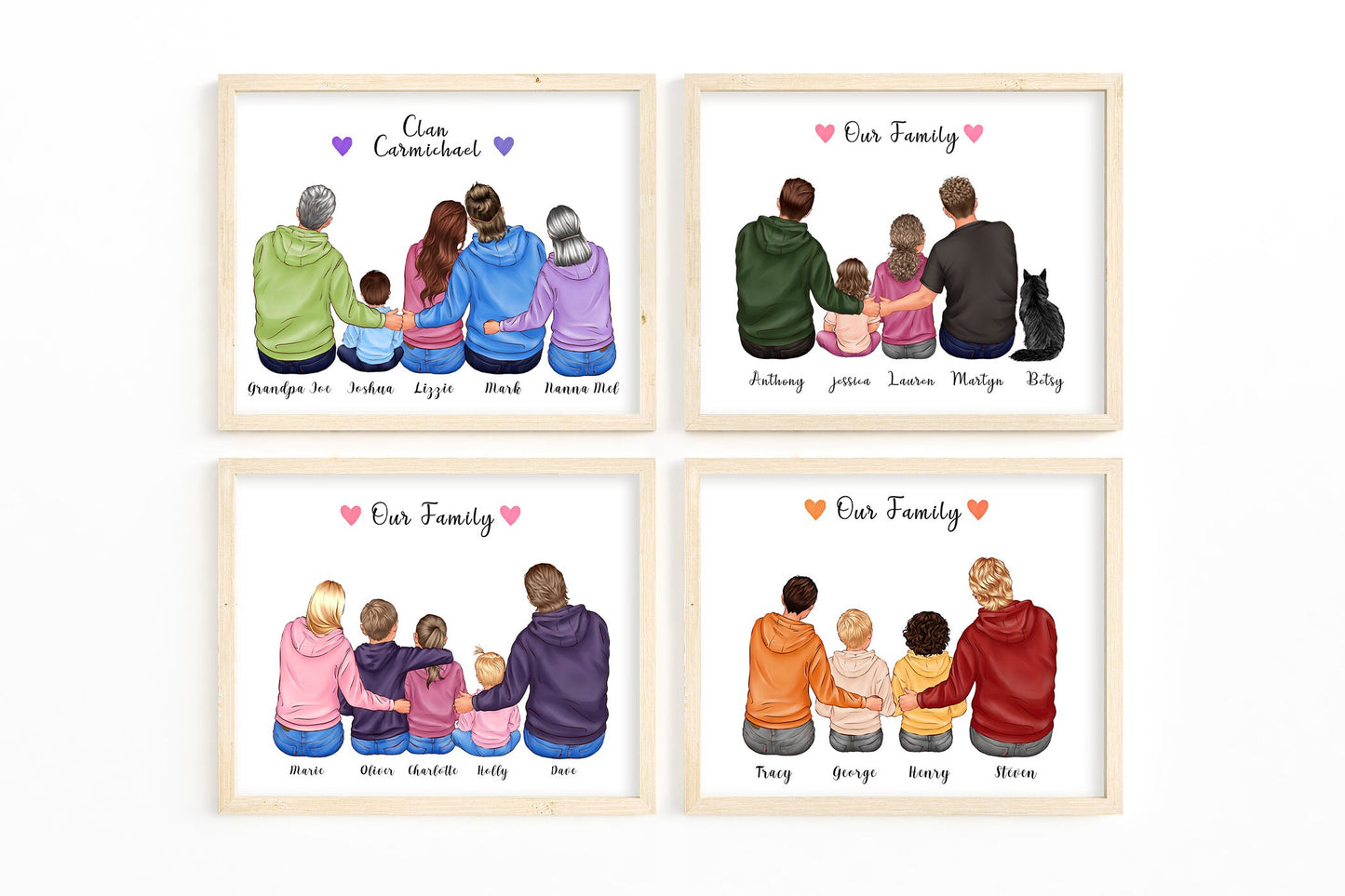 Personalised family wall art, now including dogs, ideal housewarming gift | A4 | A5 | Greeting card