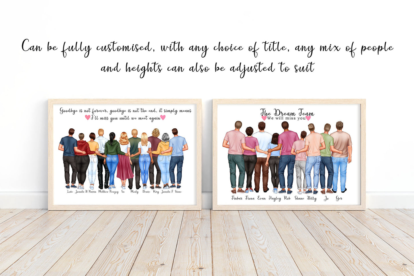 Personalised co-worker print, wall art of colleagues, new job gift, leaving gift, team member goodbye gift