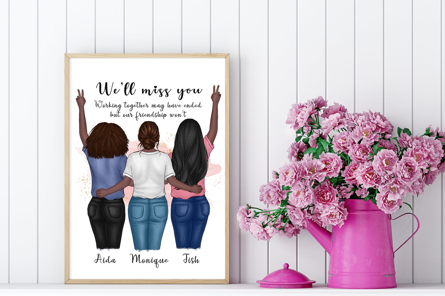 Personalised colleague print, wall art of work besties, new job gift, leaving gift, team member goodbye gift | A4 | A5 | Greeting card