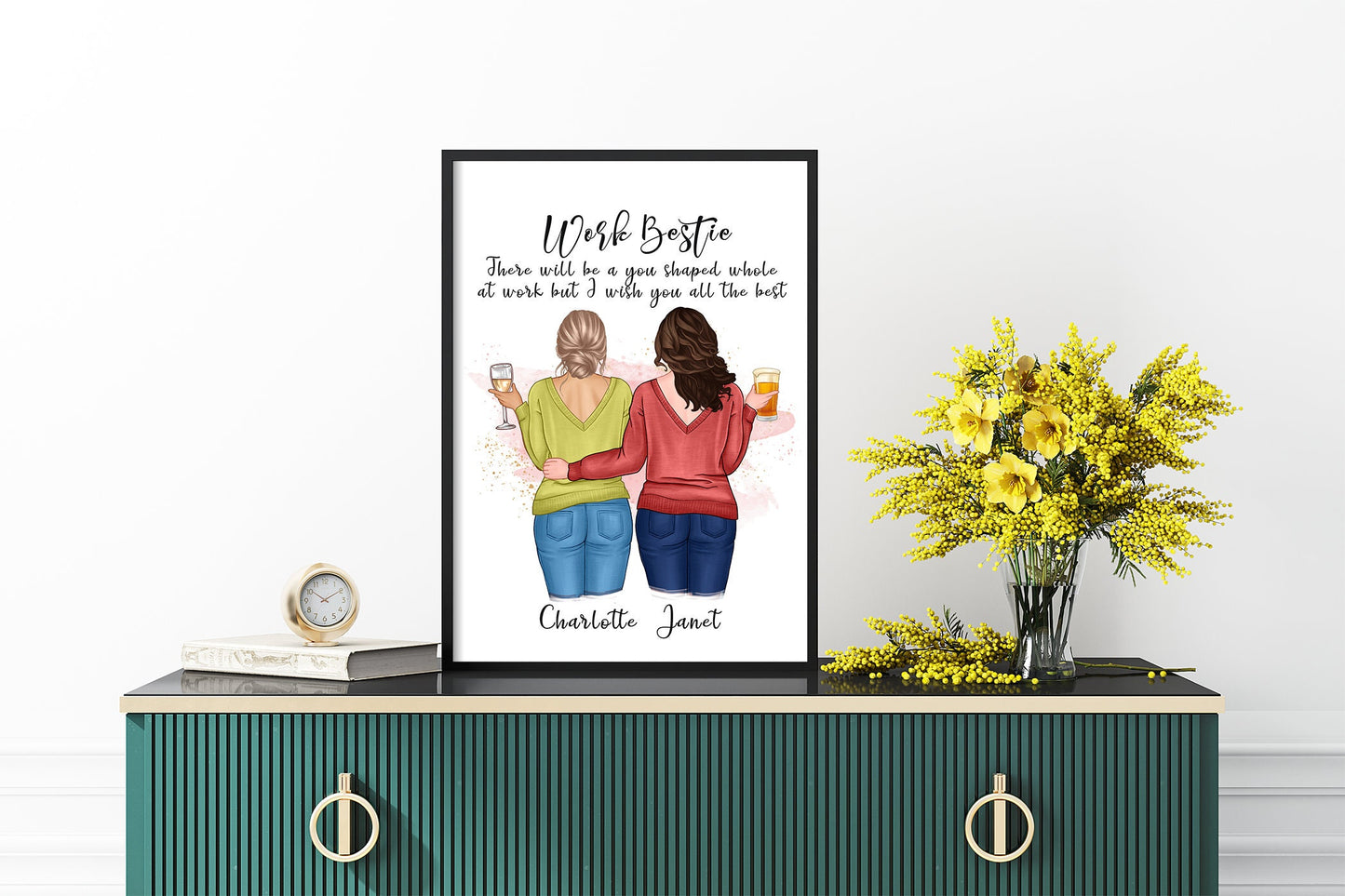 Custom work besties portrait | co-worker gift | new job present | colleague goodbye gift | A4 | A5 | Greeting card
