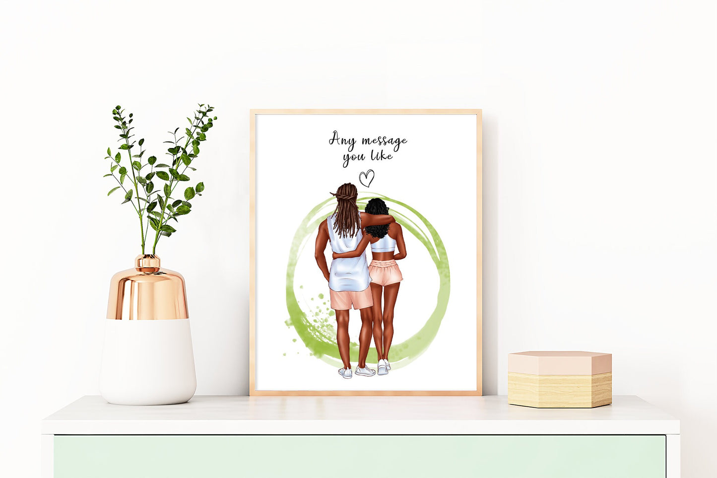 Custom sporty couple portrait | present for girlfriend or boyfriend | Husband and wife gift | A4 |A5 | Greeting card
