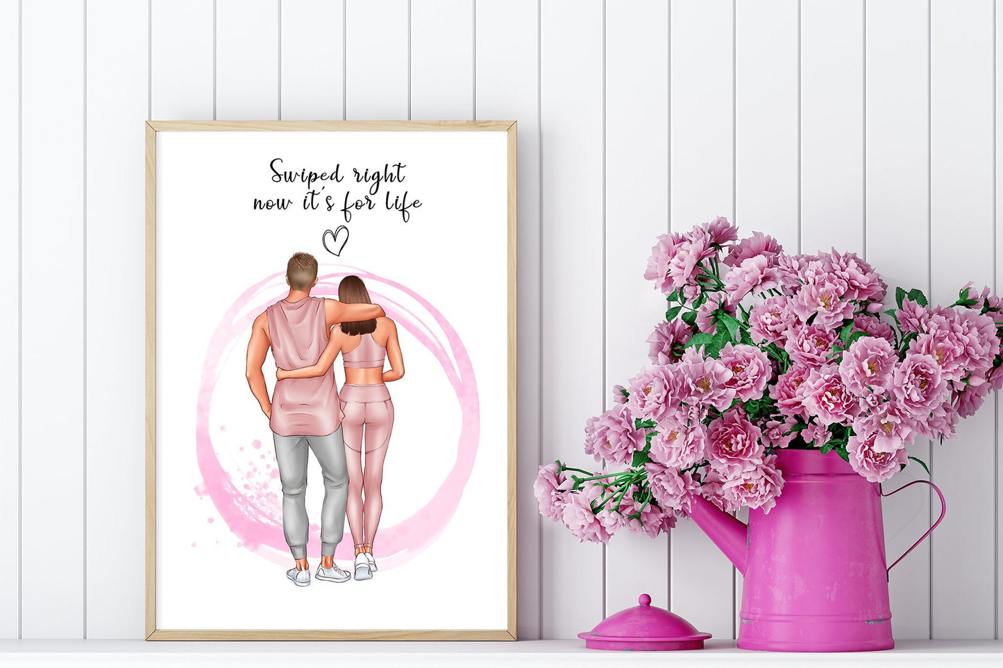 Custom sporty couple portrait | present for girlfriend or boyfriend | Husband and wife gift | A4 |A5 | Greeting card