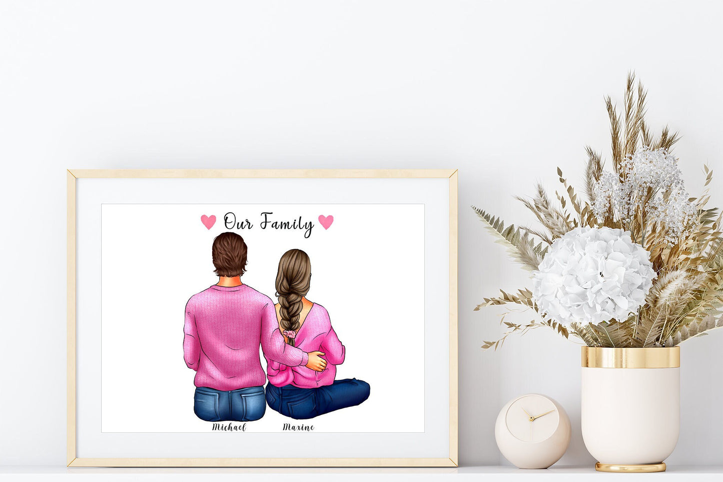 Custom pregnant woman, new baby or young family portrait | A4 | A5 | Greeting card