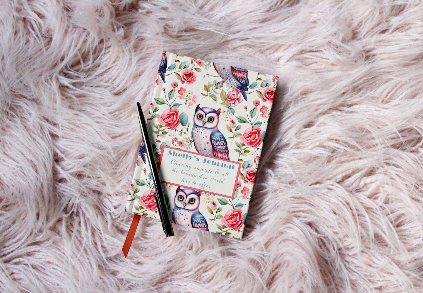 Personalised owl journal - with beautiful watercolour birds surrounded by colourful flowers | A4 | A5 | 5x7