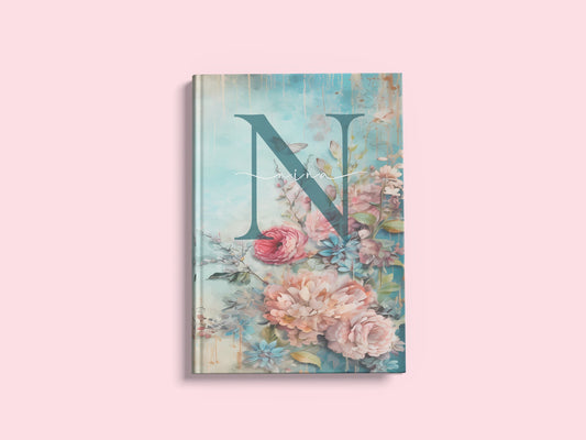 Personalised journal with beautiful, whimsical, watercolour paintings on a glossy notebook