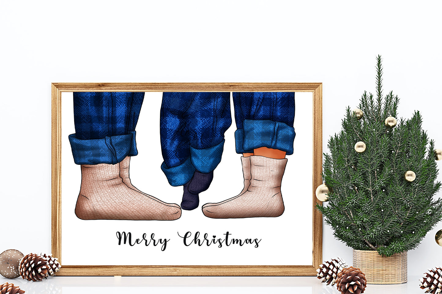 Custom family Christmas pyjama portrait | Festive Family Feet Greeting Card | Personalised Holiday Keepsake | A4 | A5 | Greeting card